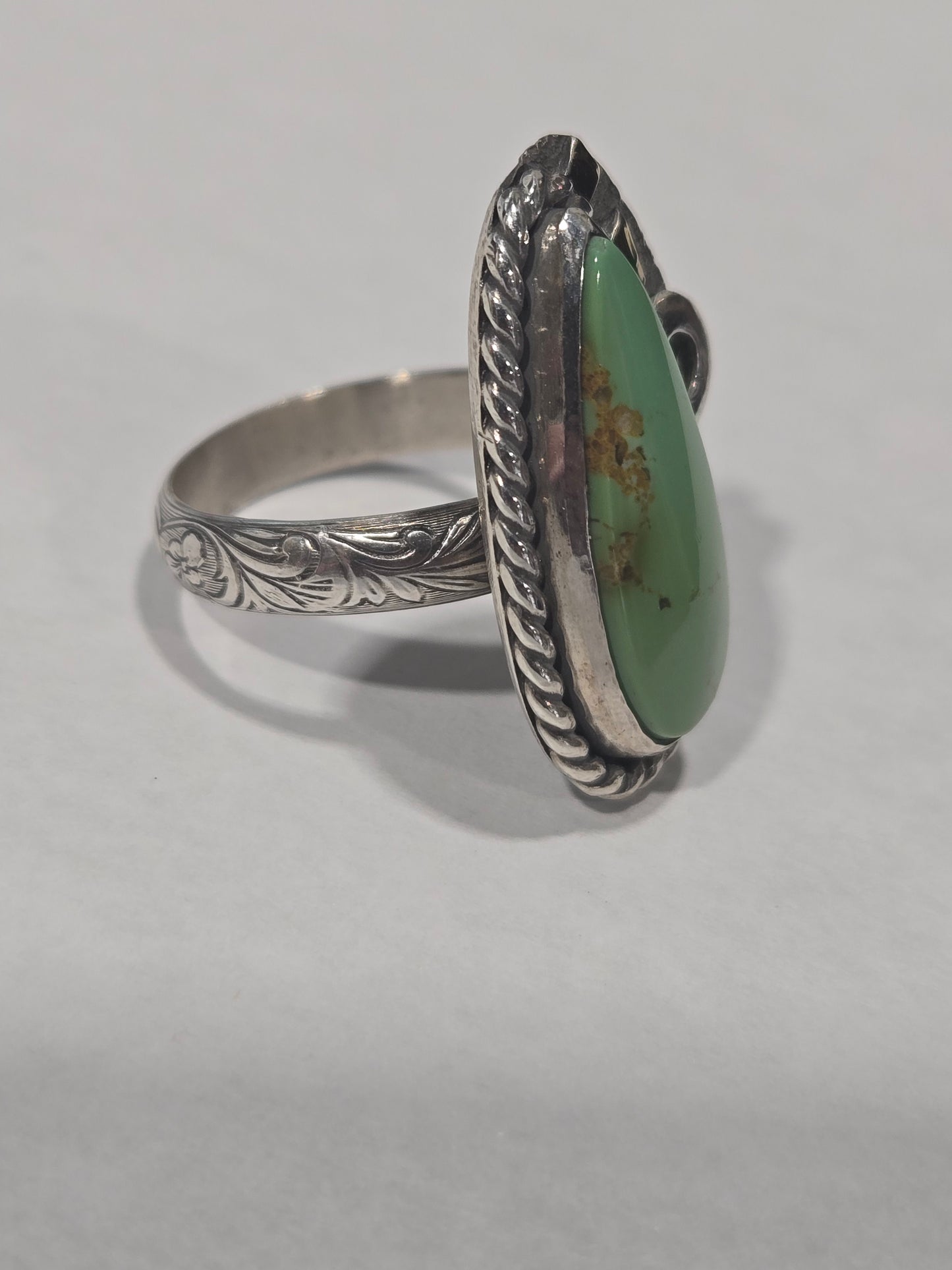 Variscite Sterling Silver & 14k Gold Accent Set w Sapphire Ring