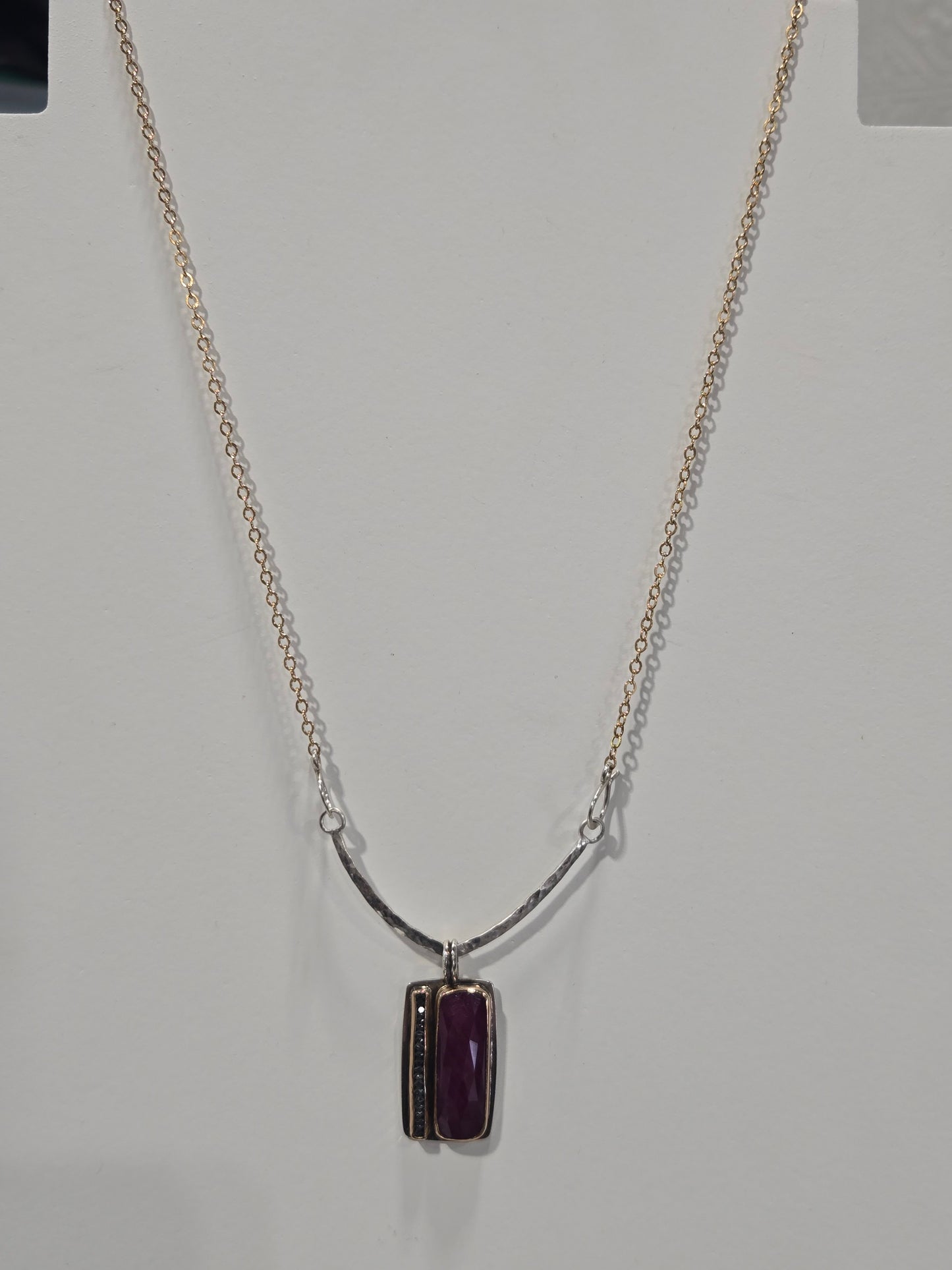 Ruby Necklace Pendant 14k Gold & Sterling Silver - Individual Item
