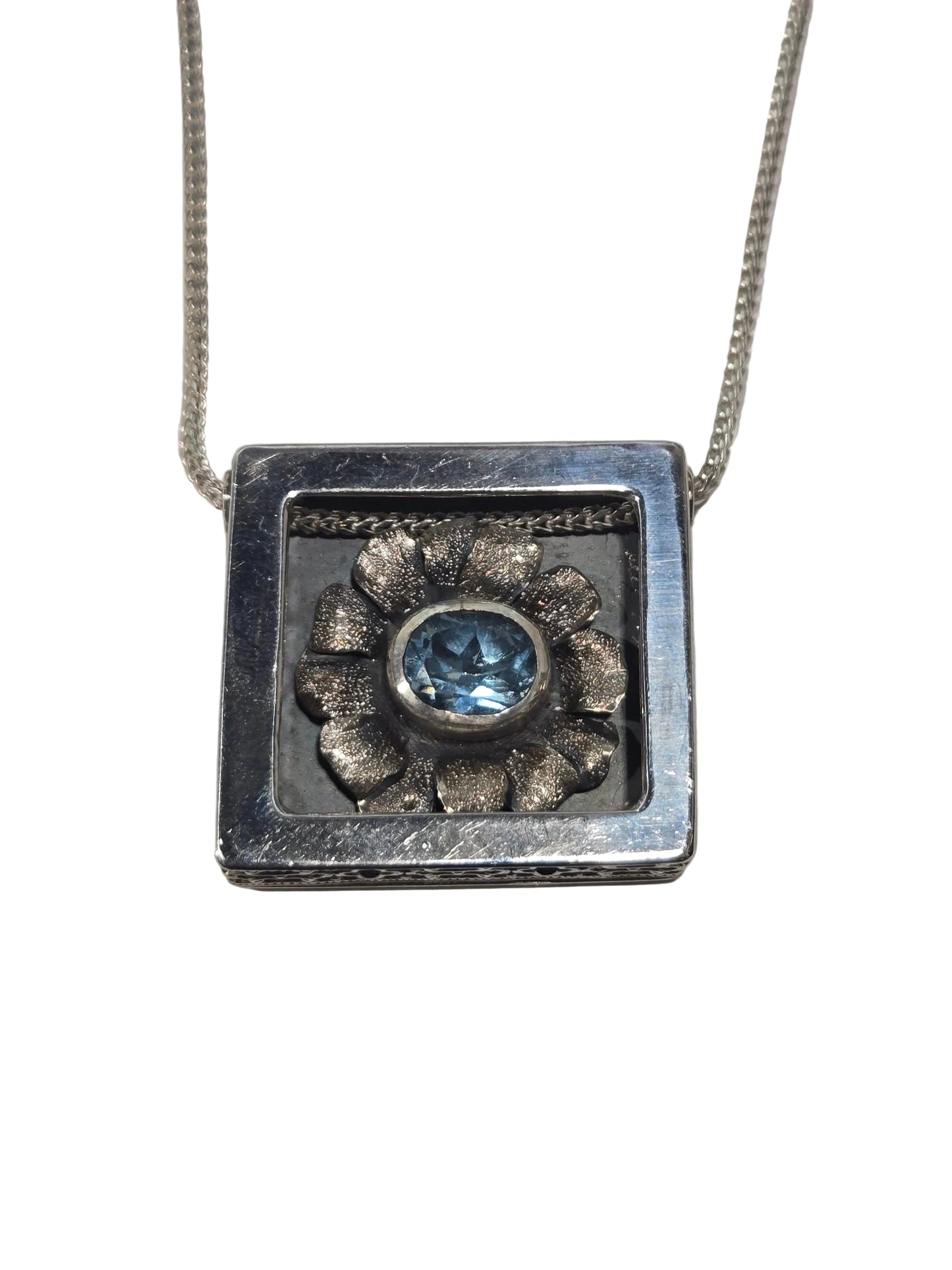 Artistic Aquamarine Necklace Sterling Silver