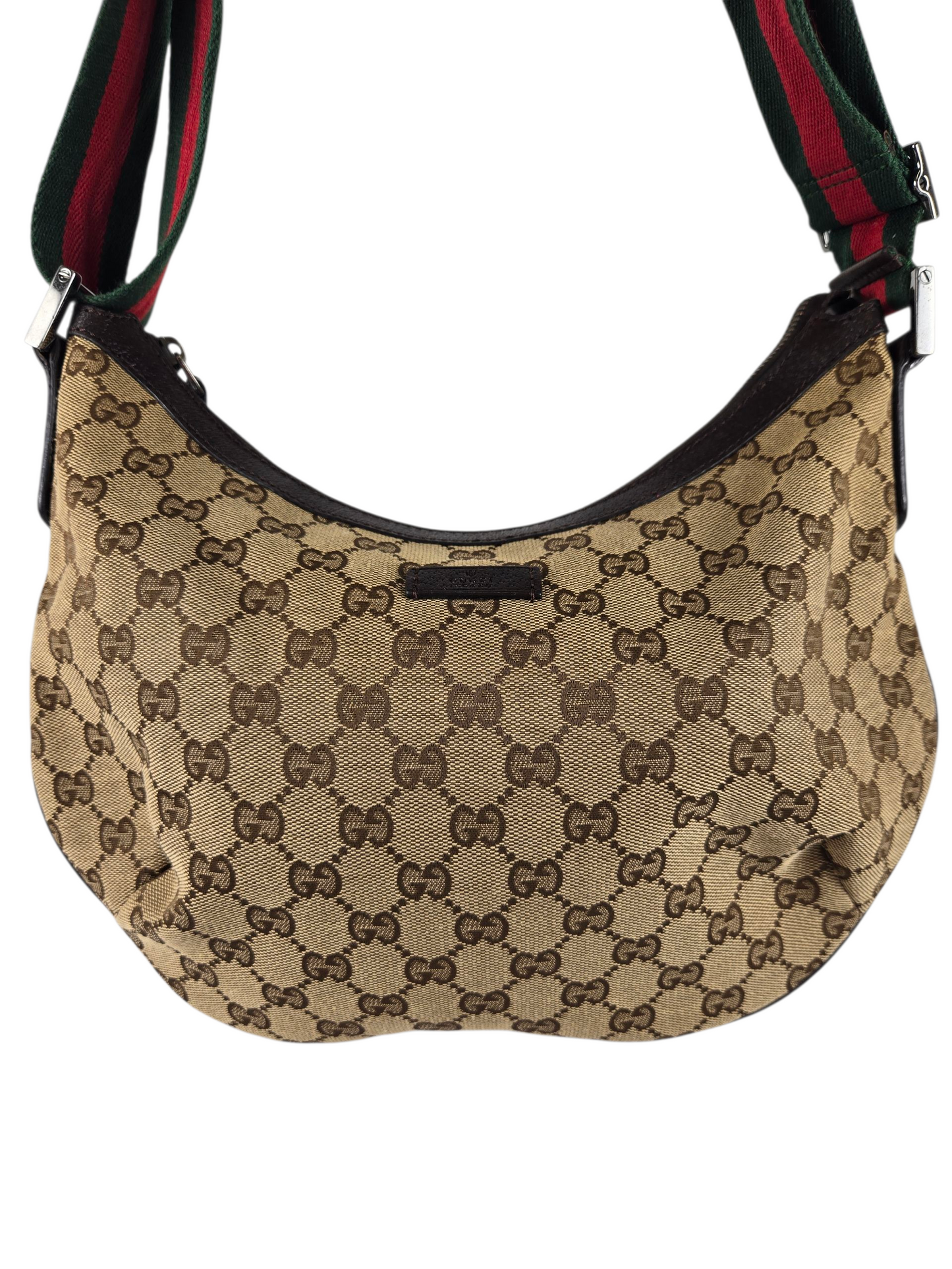 Gucci Monogram Web Half Moon Hobo Bag - Luxury Preowned