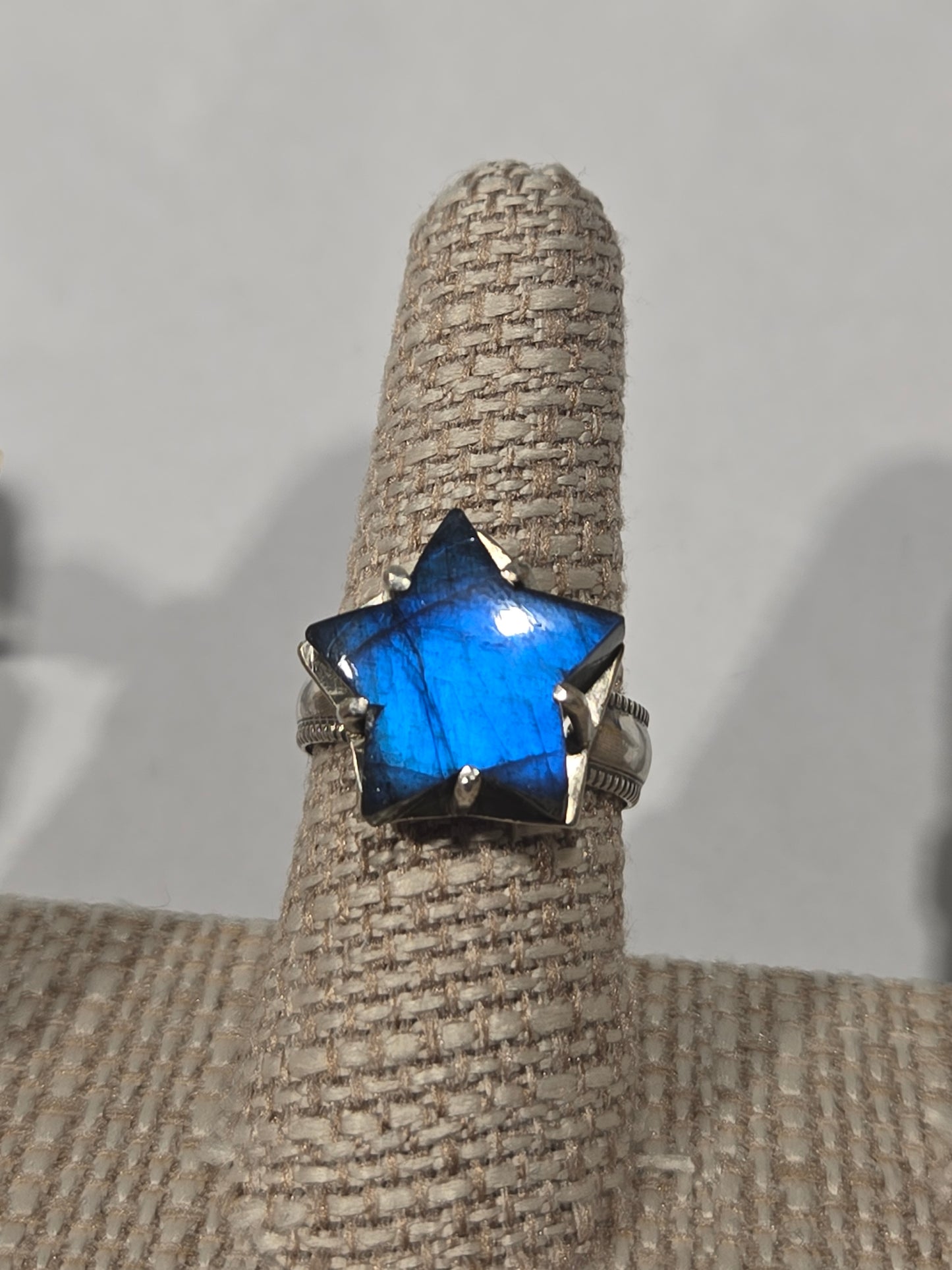 Labradorite Star Cut Sterling Silver Ring