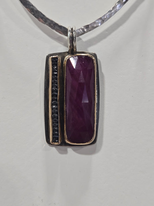 Ruby Necklace Pendant 14k Gold & Sterling Silver - Individual Item