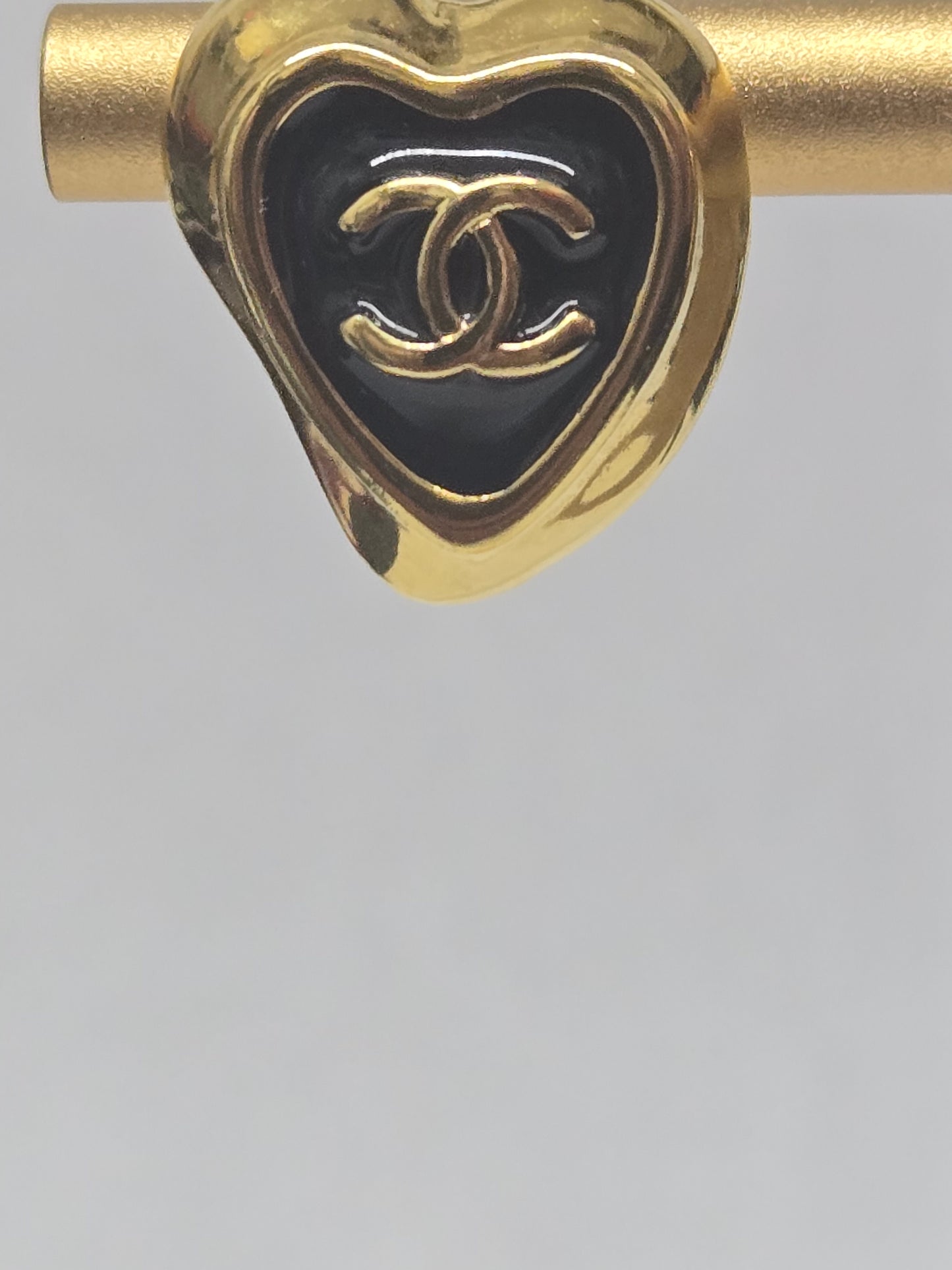 Chanel Metal Resin CC Heart Earrings | Luxury Pre-owned