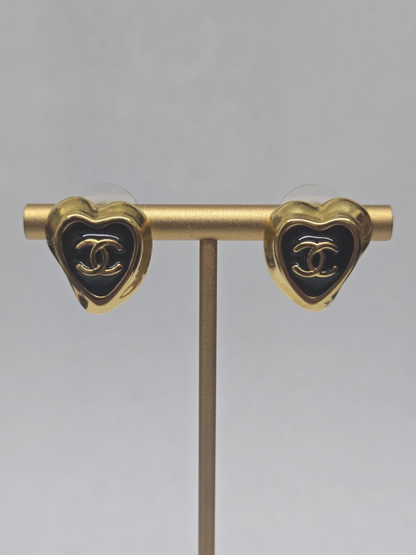 Chanel Metal Resin CC Heart Earrings | Luxury Pre-owned