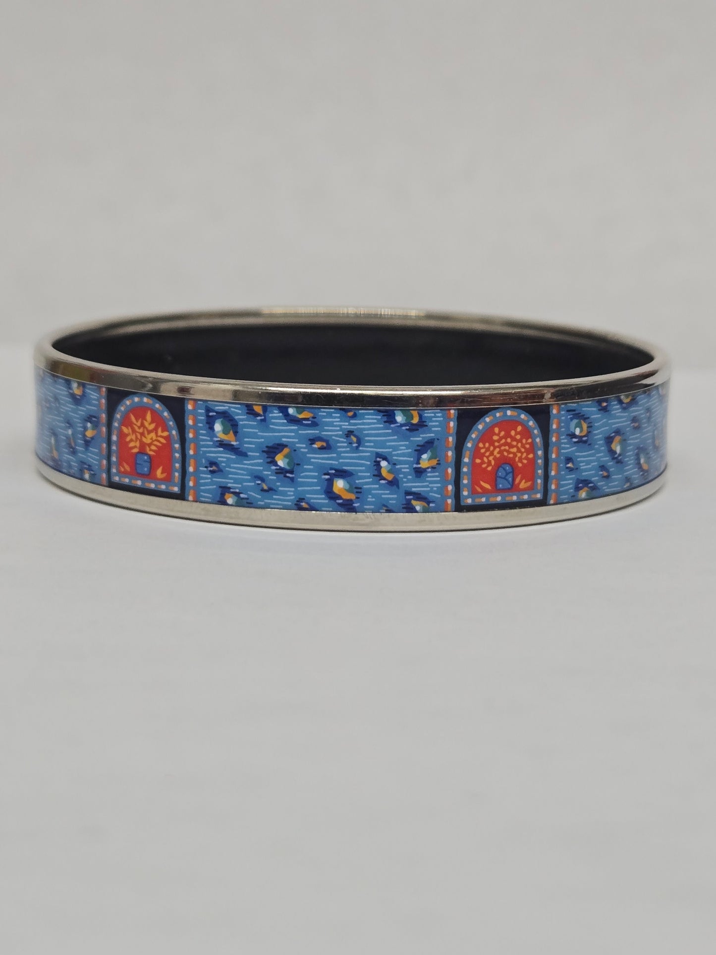 Hermès Enamel "Les Leopards" Narrow Bangle | Luxury Pre-owned