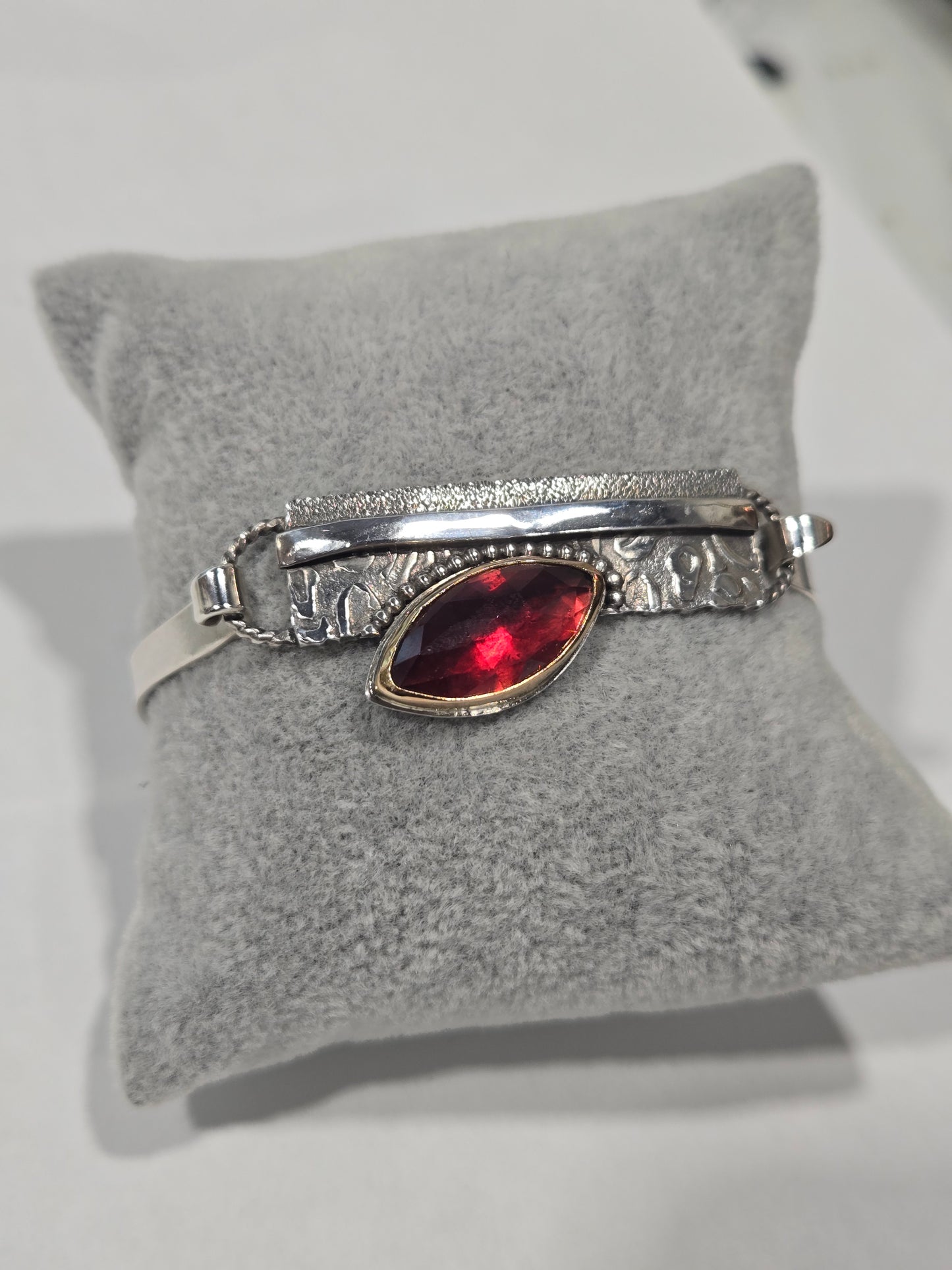 Garnet set in 14k Gold Sterling Silver Bracelet