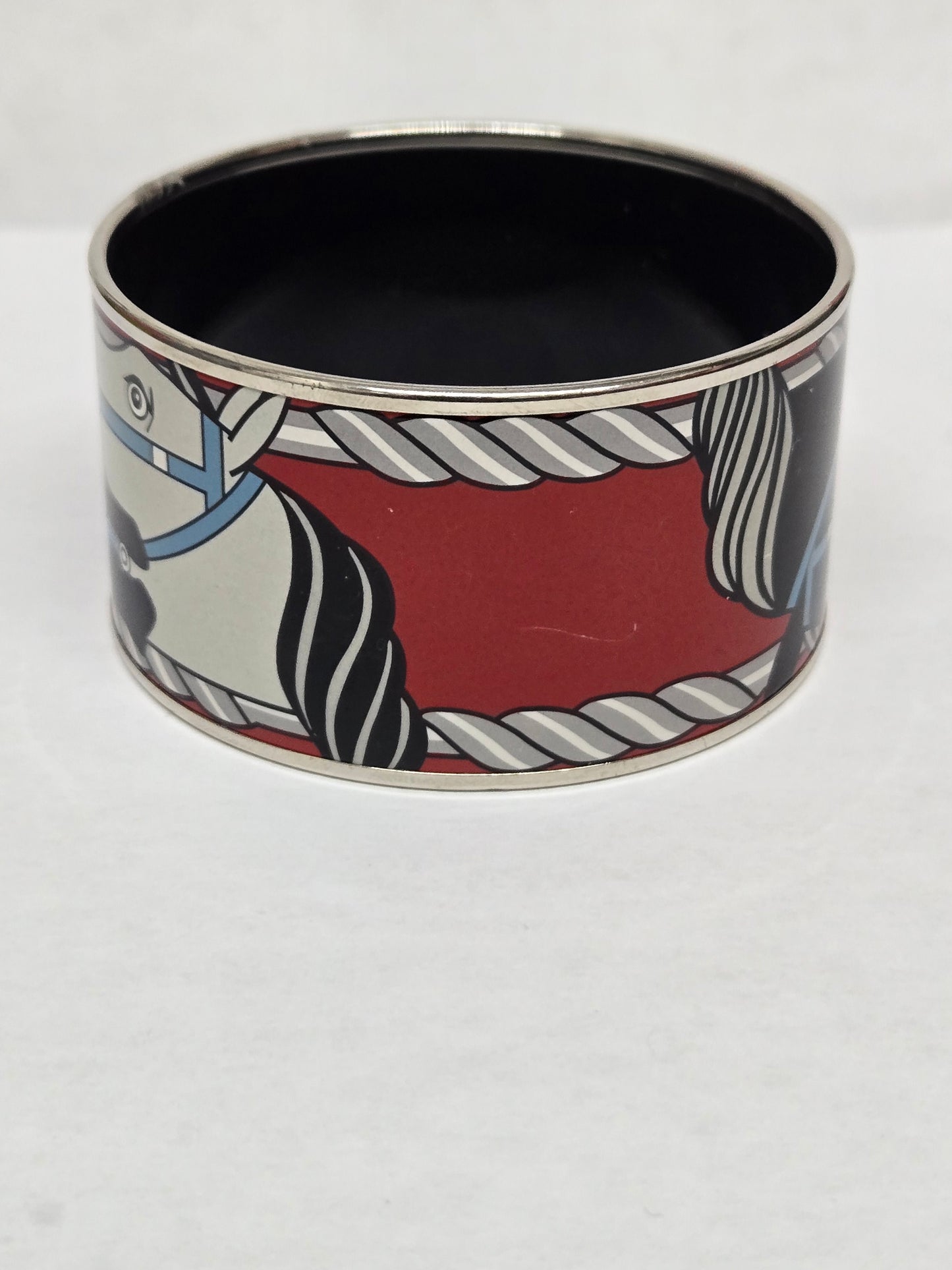 Hermès Extra Wide Enamel Quadrige Bangle | Luxury Pre-owned
