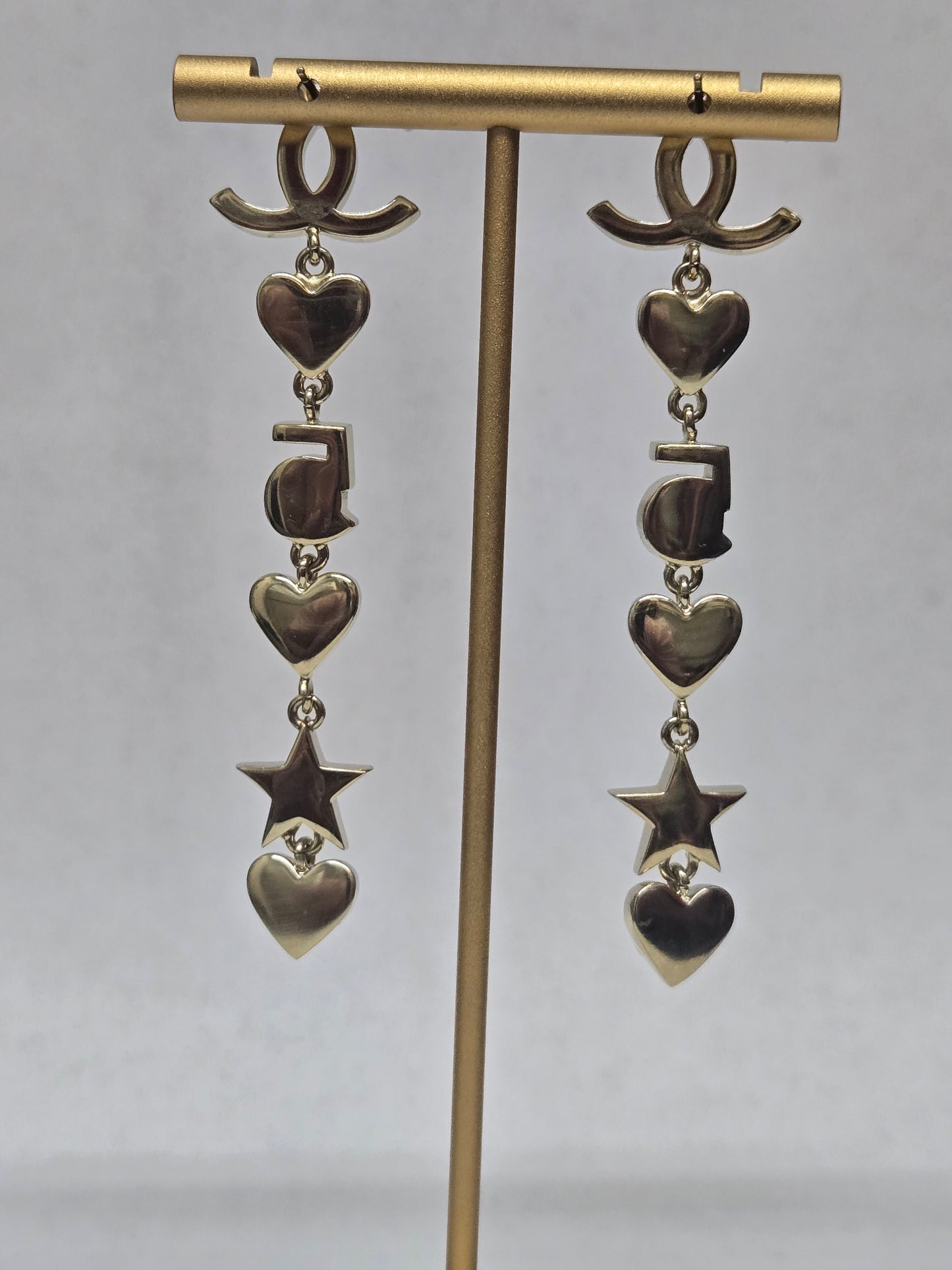 Chanel Crystal Pearl Charming Winter Heart Drop Earrings | Luxury Pre-owned
