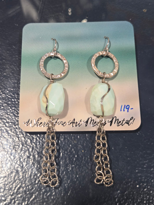 Coral w Circle Sterling Silver Earrings