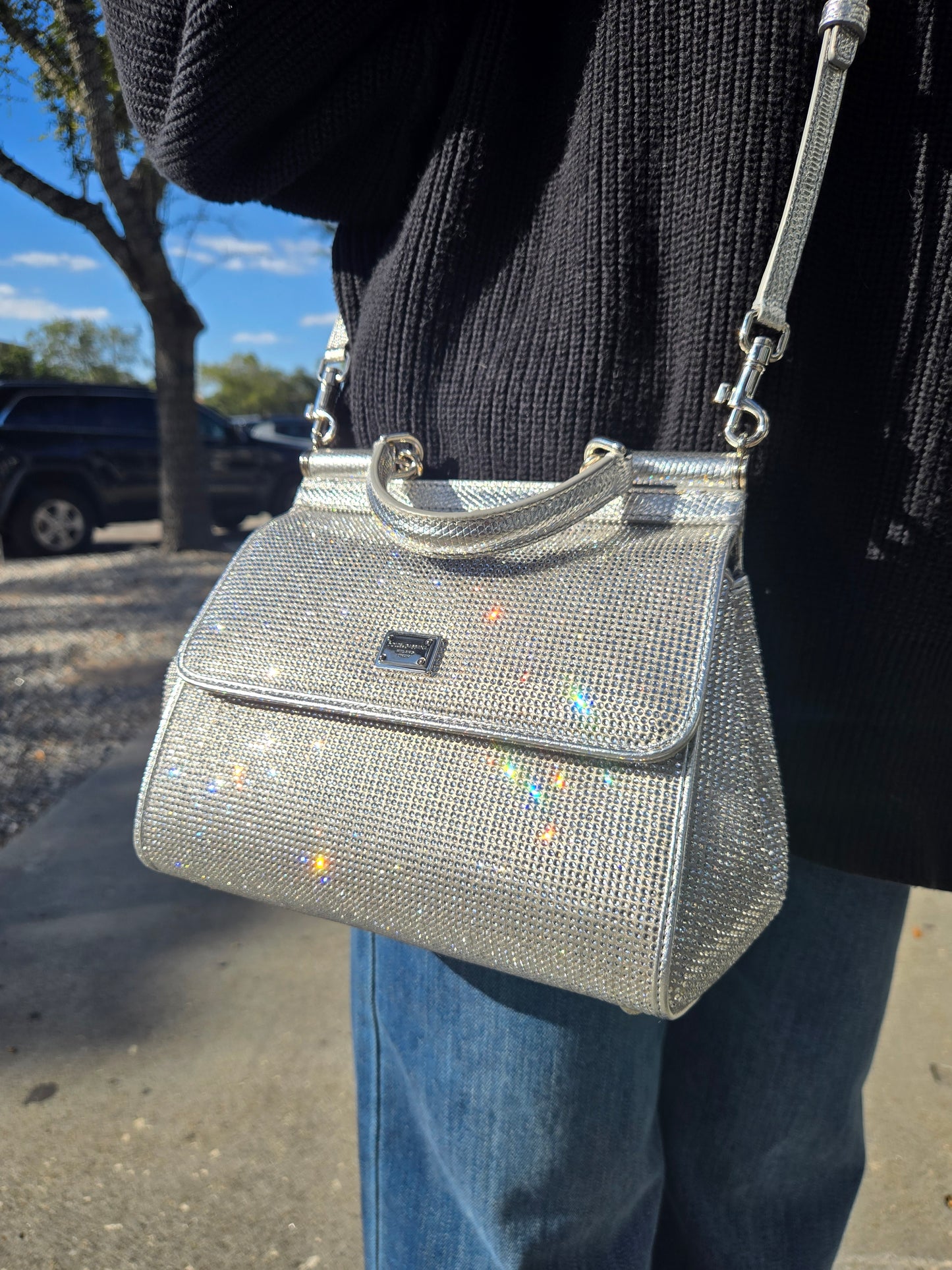 Dolce & Gabbana Medium Sicily w All-over Rhinestones - Luxury Preowned