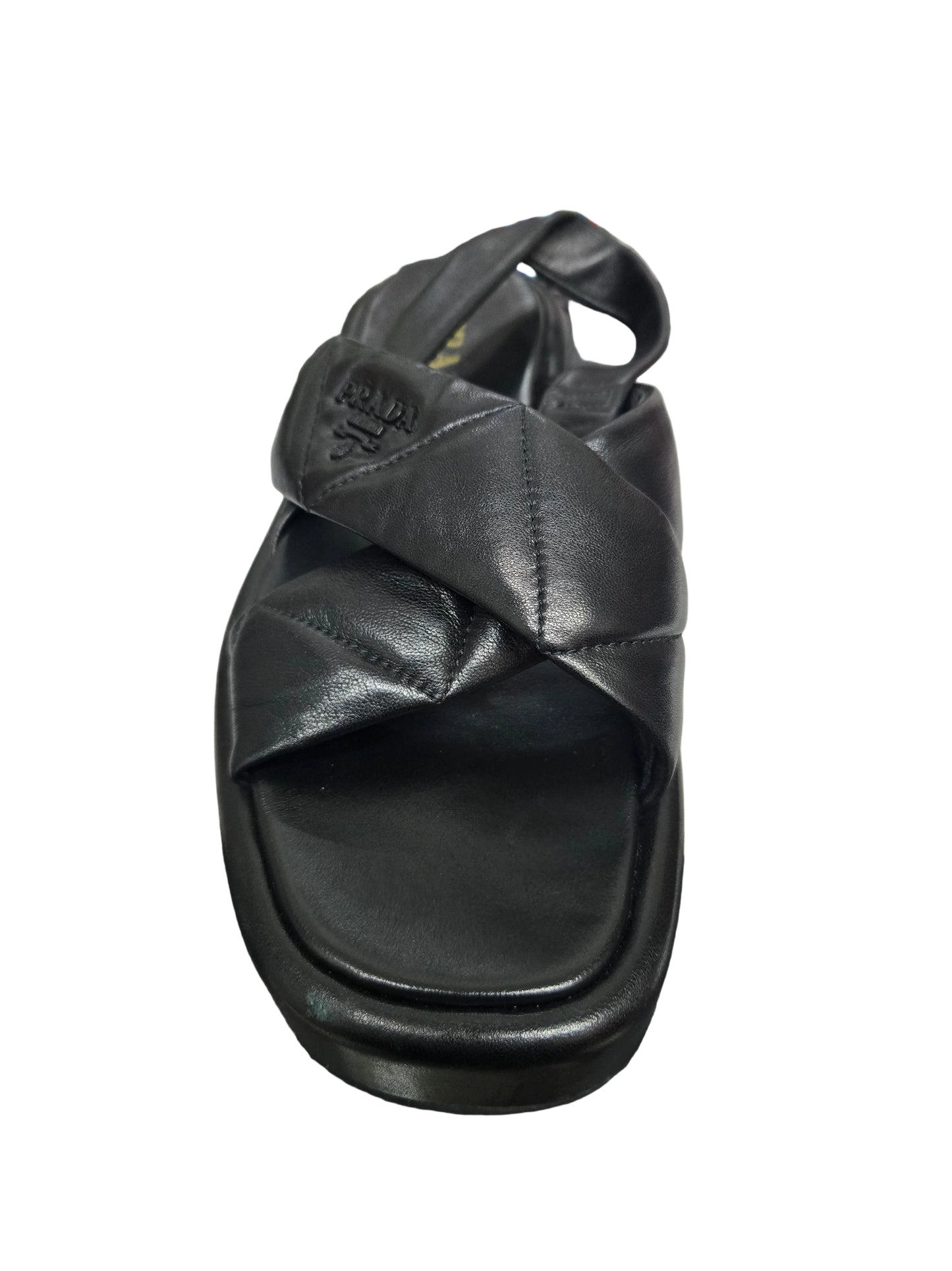 Prada Woven Leather Slingback Flatform Sandals 38 | Luxury Pre-owned