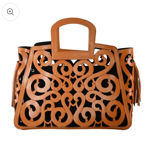 Honey Musical Note Leather Tote Bag