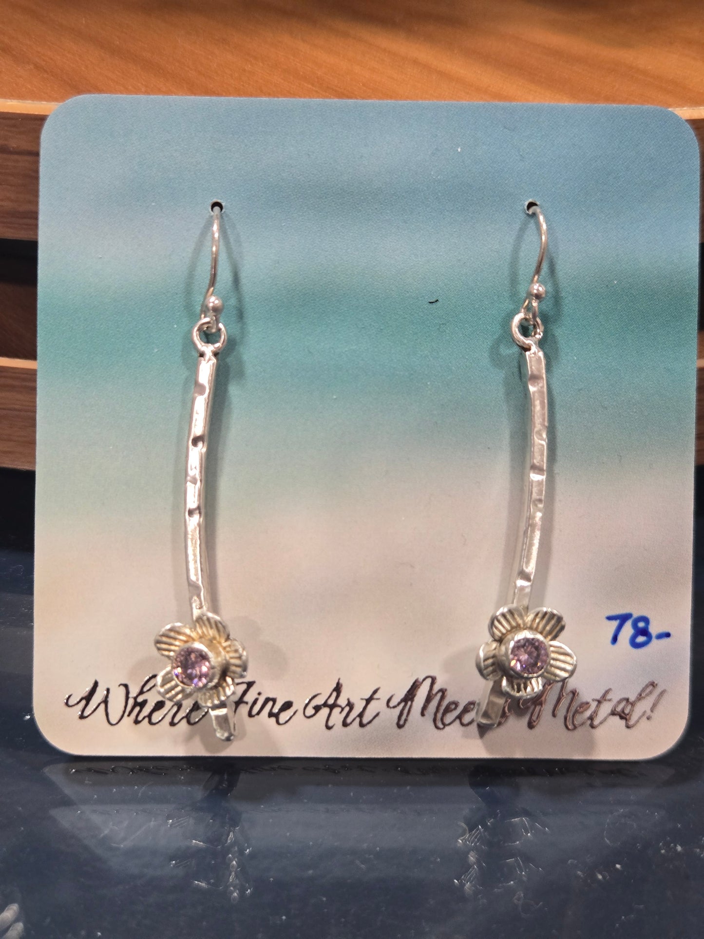 Jewel Flower Sterling Silver Earrings
