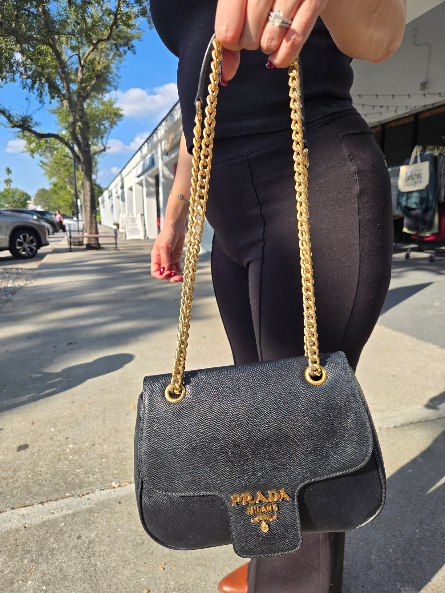 Prada Saffiano Flap Shoulder Bag - Luxury Preowned