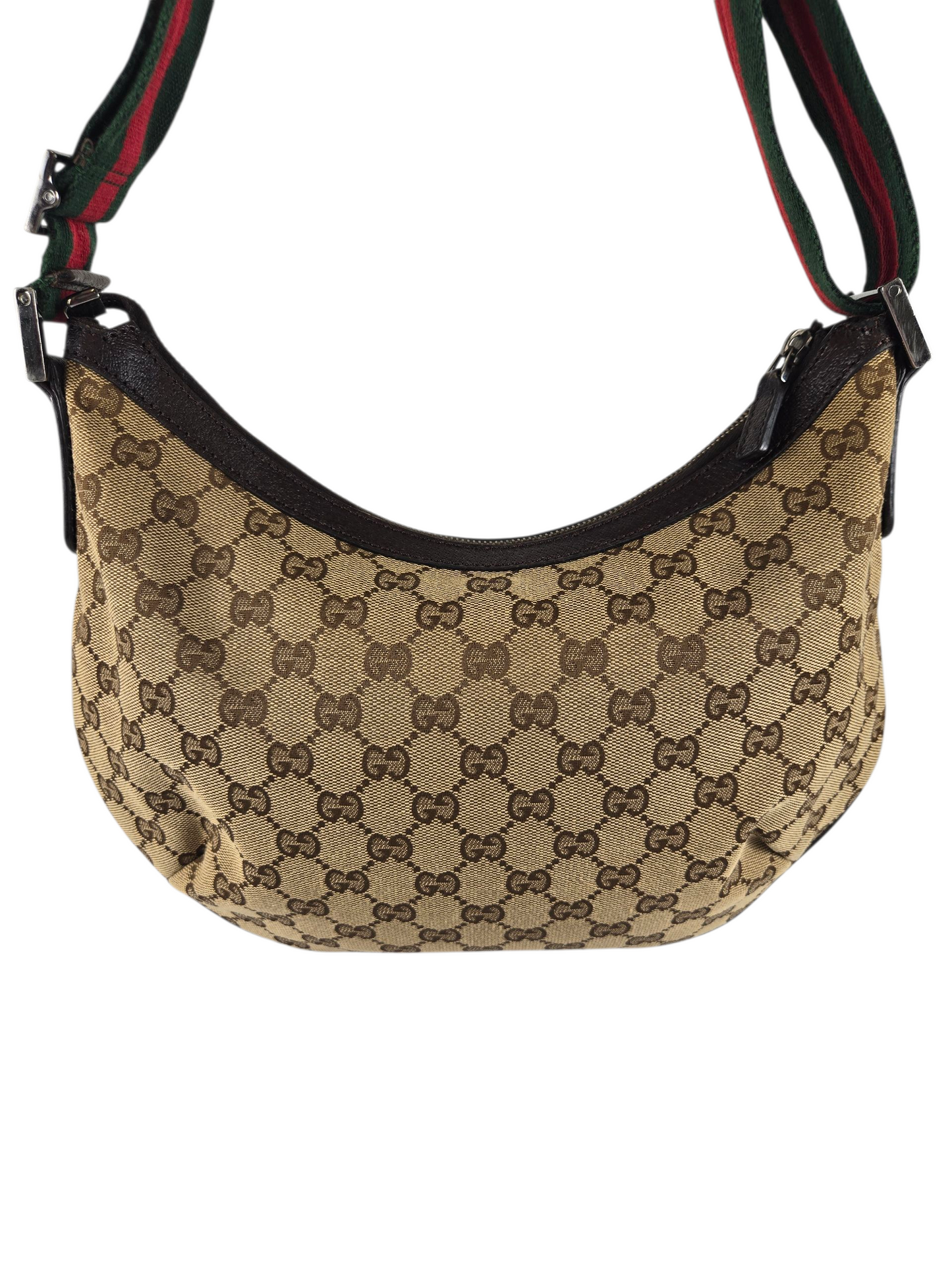 Gucci Monogram Web Half Moon Hobo Bag - Luxury Preowned