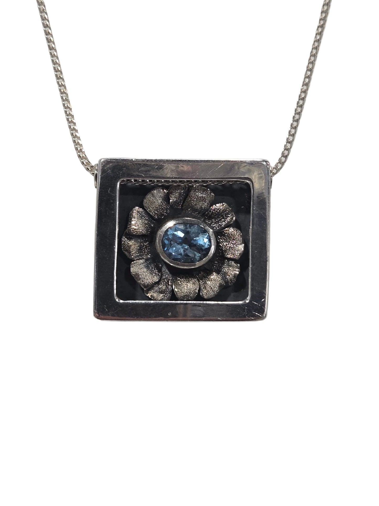 Artistic Aquamarine Necklace Sterling Silver