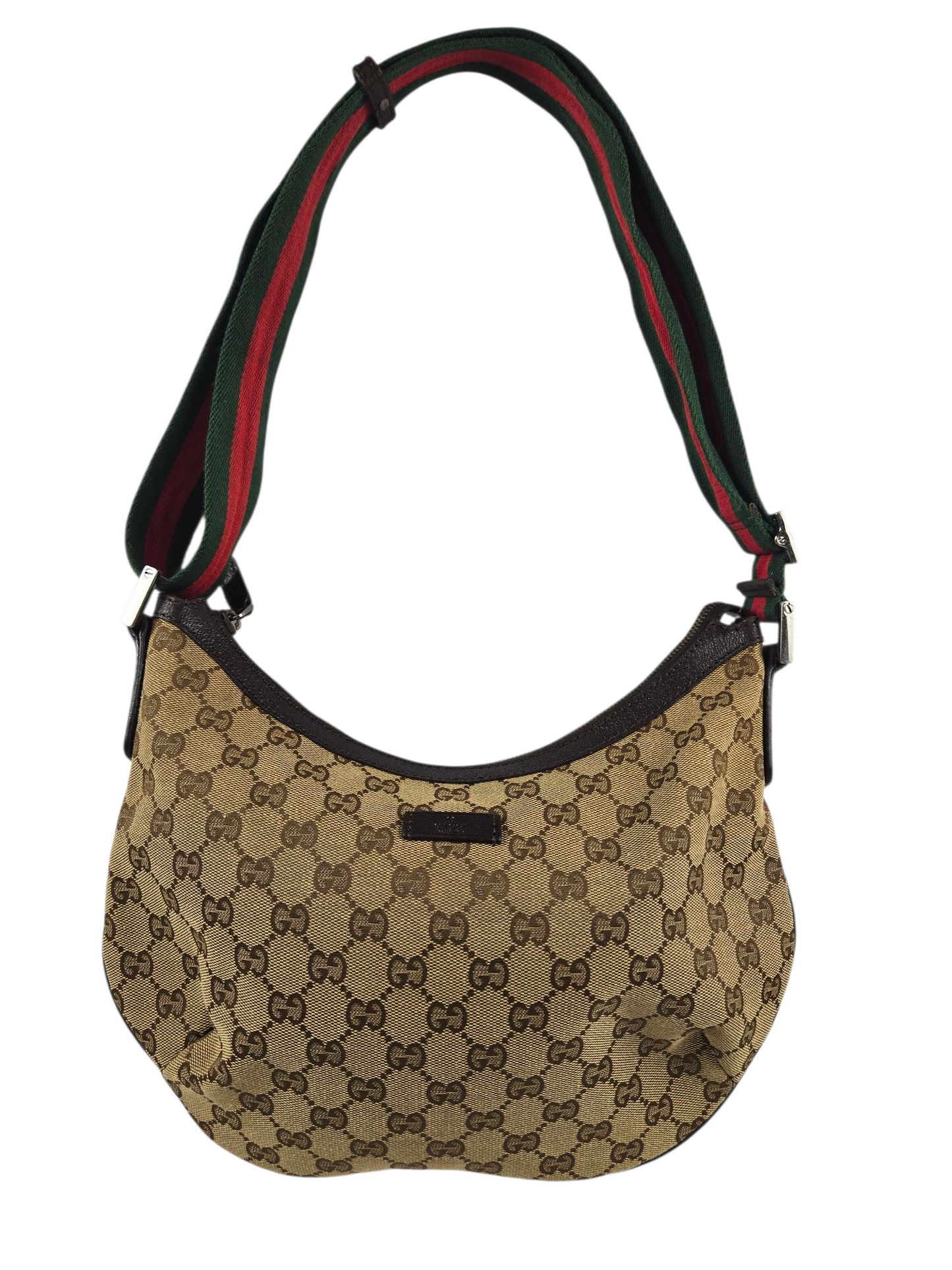 Gucci Monogram Web Half Moon Hobo Bag - Luxury Preowned