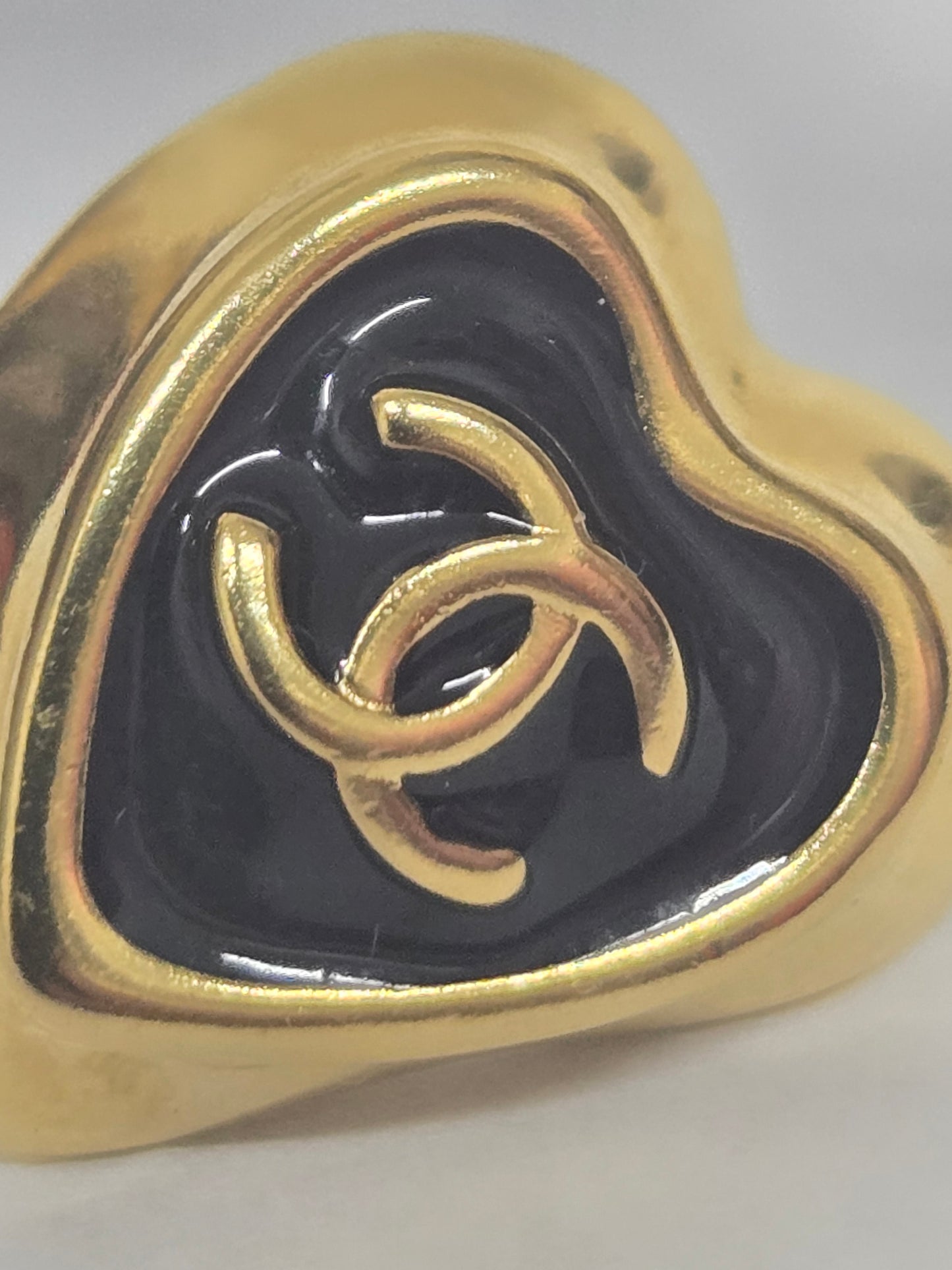 Chanel Metal Resin CC Heart Earrings | Luxury Pre-owned