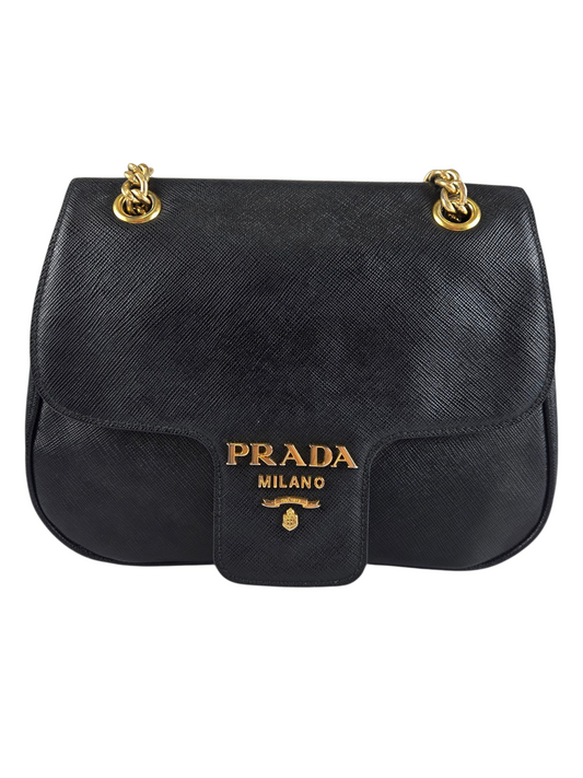 Prada Saffiano Flap Shoulder Bag - Luxury Preowned