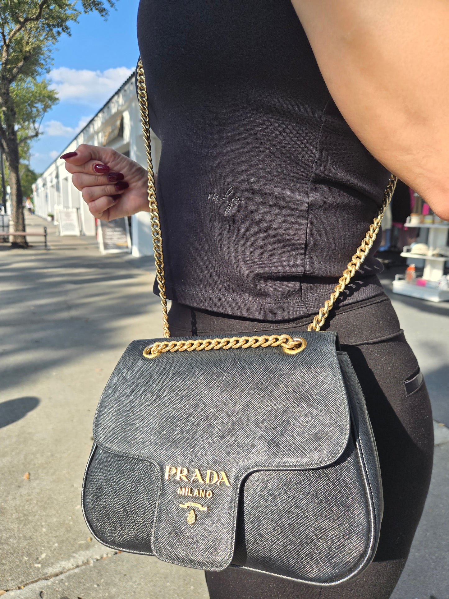 Prada Saffiano Flap Shoulder Bag - Luxury Preowned