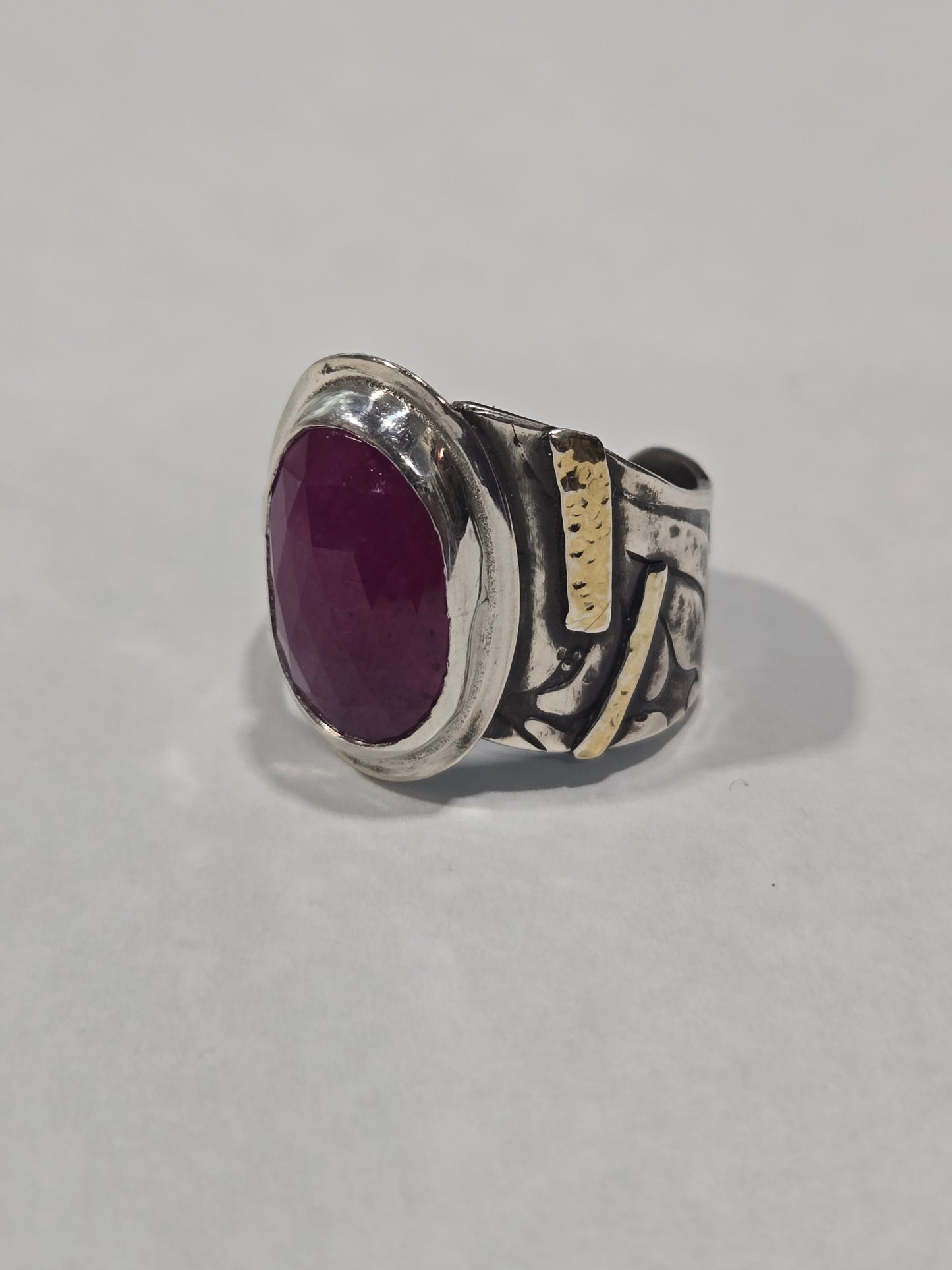 Christine Dee Ruby Sterling Sliver & 14k Gold Accent Ring
