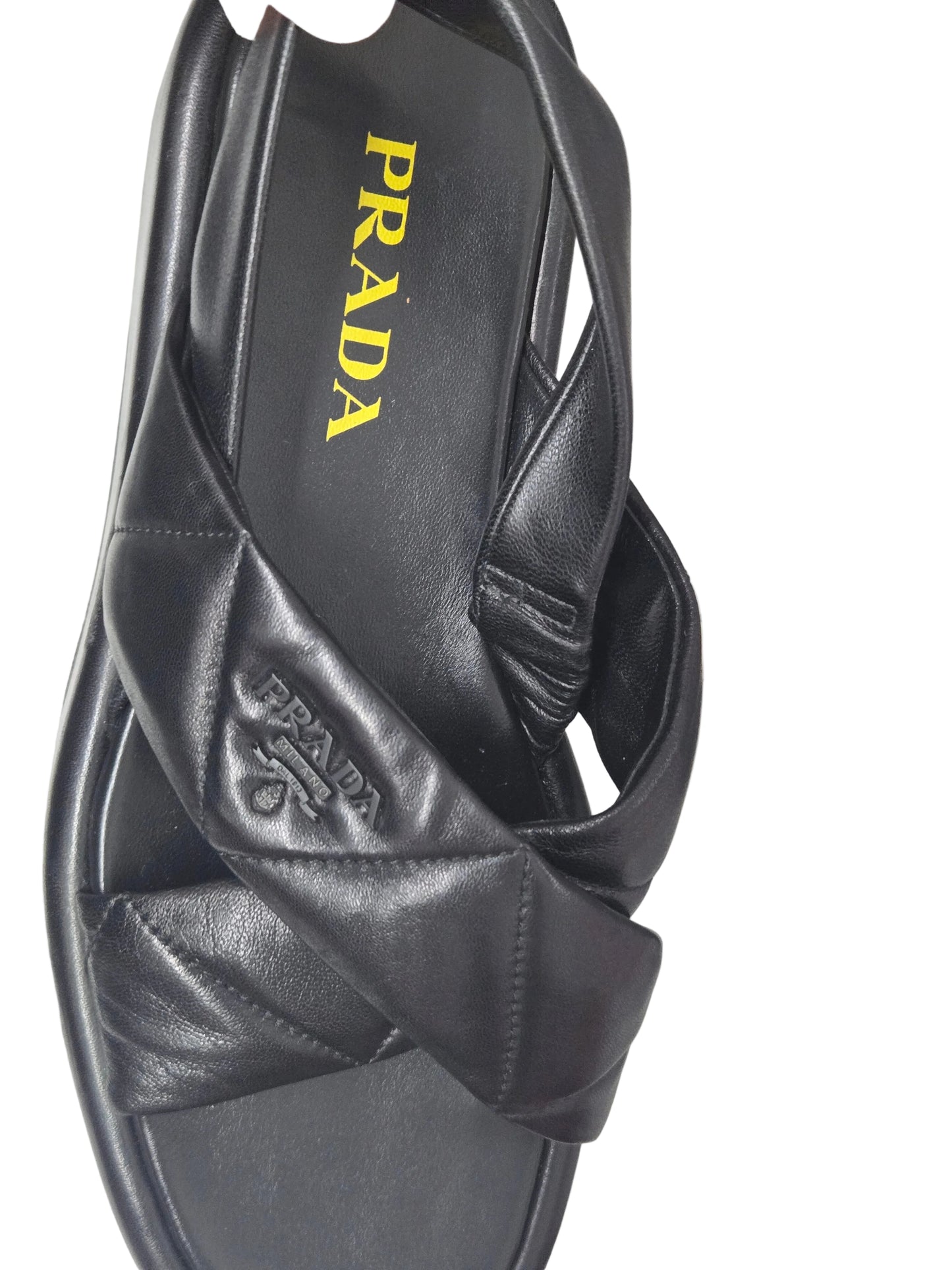 Prada Woven Leather Slingback Flatform Sandals 38 | Luxury Pre-owned