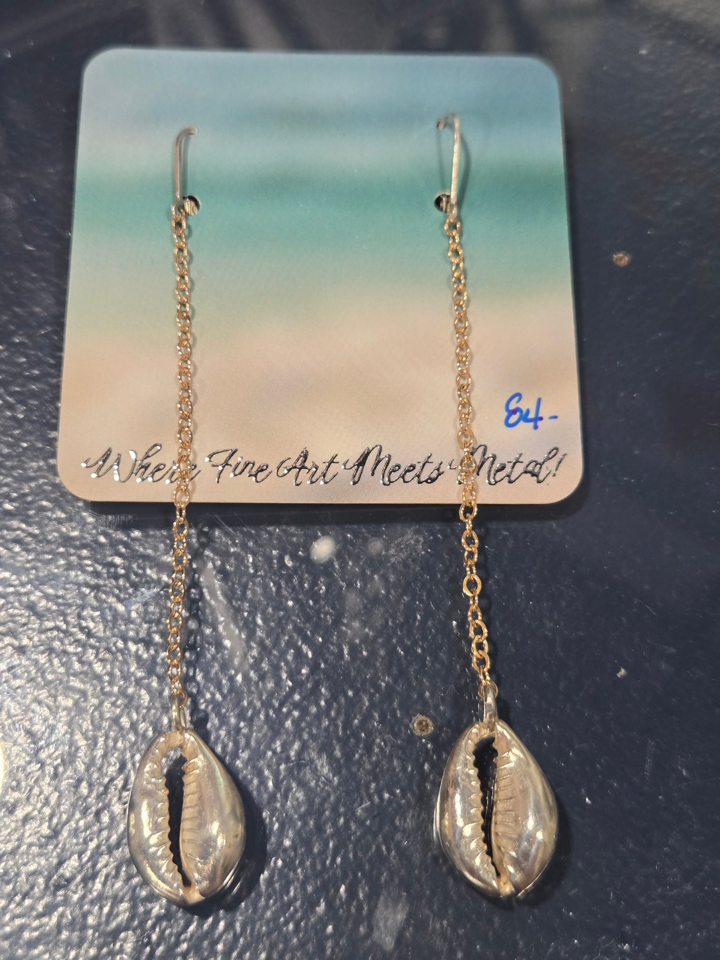 Conch Shell Sterling Silver Earrings (Long)