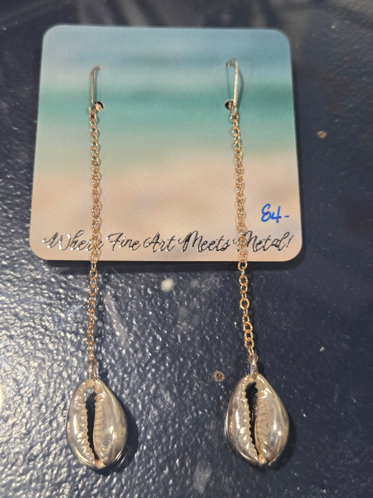 Conch Shell Sterling Silver Earrings (Long)