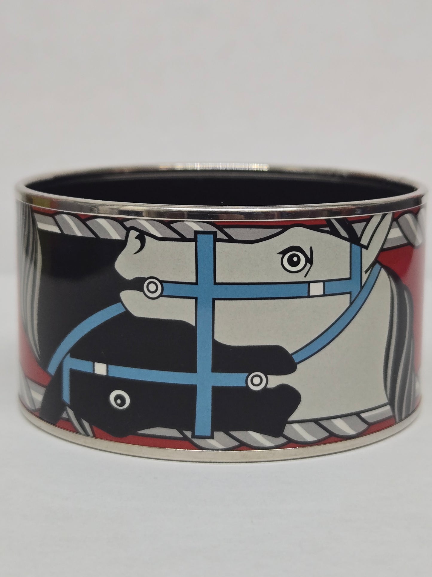 Hermès Extra Wide Enamel Quadrige Bangle | Luxury Pre-owned