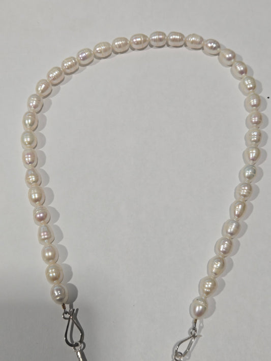 Pearl Necklace w Sterling Silver Bracket - Combination Set