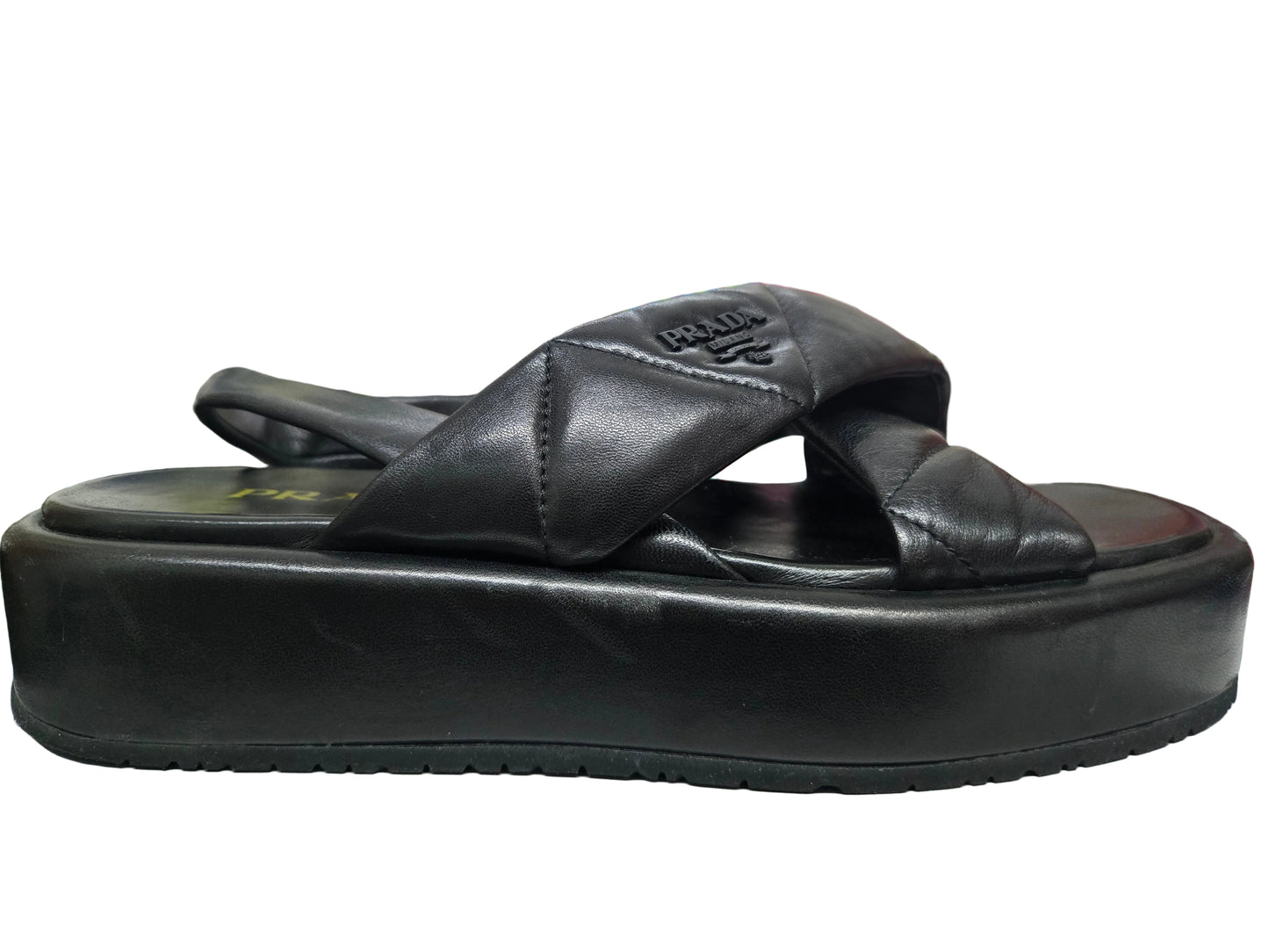 Prada Woven Leather Slingback Flatform Sandals 38 | Luxury Pre-owned